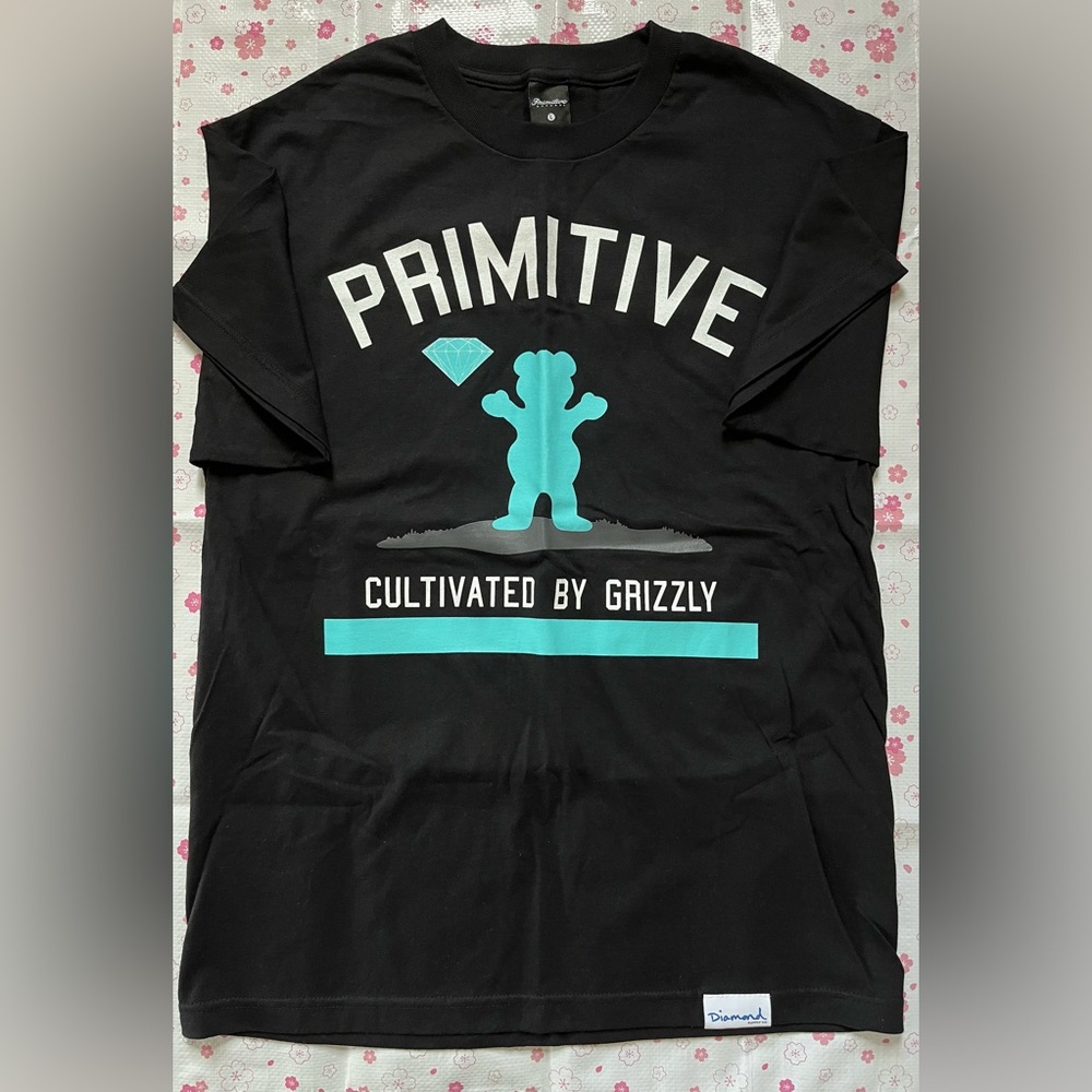 Primitive Cultivated By Grizzly X Diamond Supply Co. Mens Black Logo Tee Size L